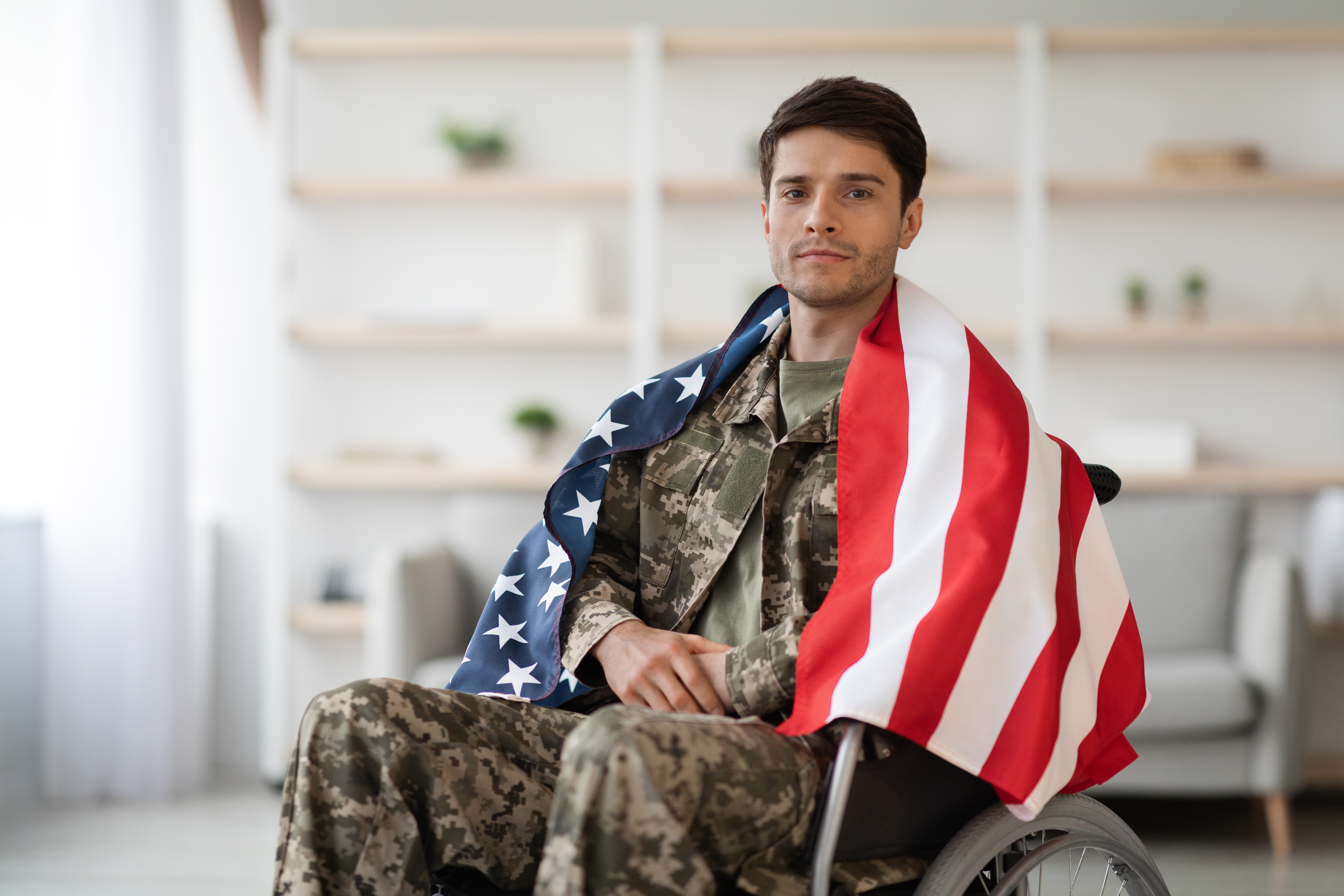 A senior veteran smiling outdoors